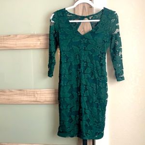 Green lace dress, tight fitting, like new